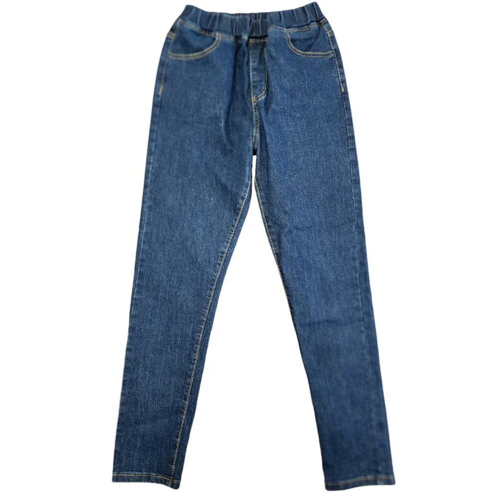 Jeans Wear Women Jeans Size L Blue Elastic Waist Stylish Jeans Pockets